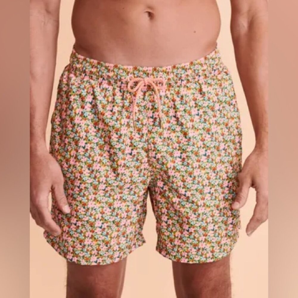 Maaji small men’s floral drawstring swim trunks like new board shorts